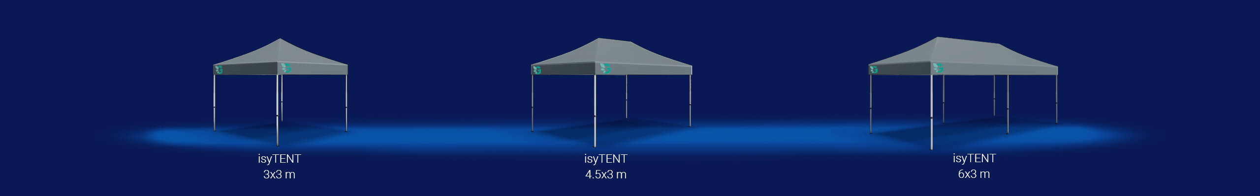 Faltpavilion isyTENT Größenübersicht